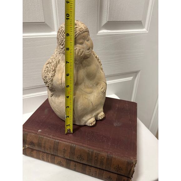 Primitive Folk Art Clay Sculpture Vintage Style Pottery Statue Approx. 10" - Picture 8 of 10